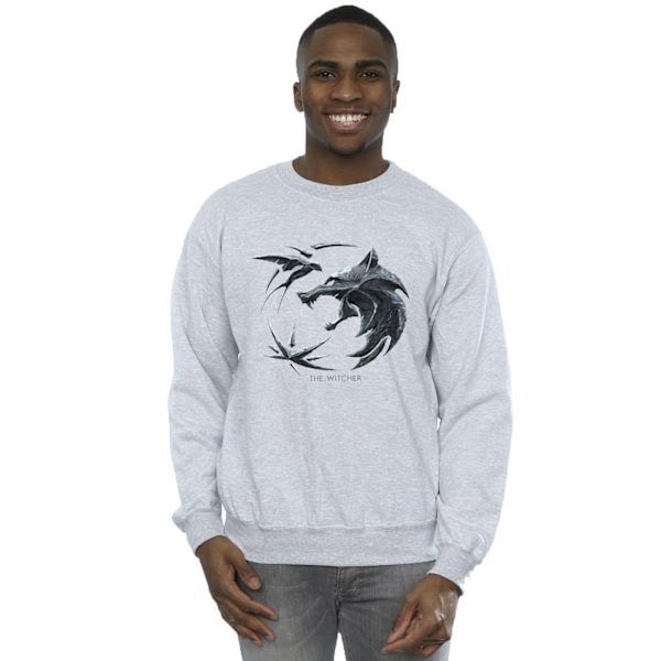 Netflix The Witcher Wolf Logo Sweatshirt XL Sports Grey för män Sports Grey XL
