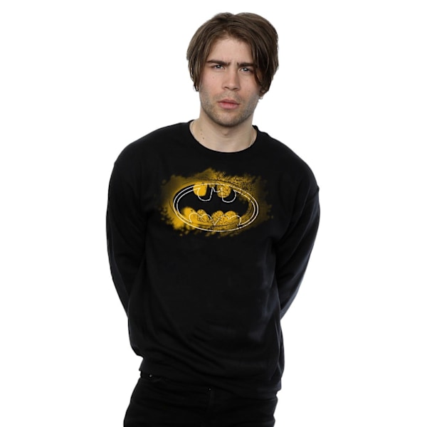 DC Comics Herr Batman Spray Logo Sweatshirt 3XL Svart Black 3XL