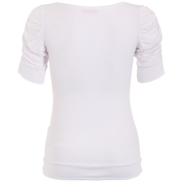 Krisp Dam/Kvinnor Ruched Kortärmad Jersey Topp 14 UK Vit White 14 UK