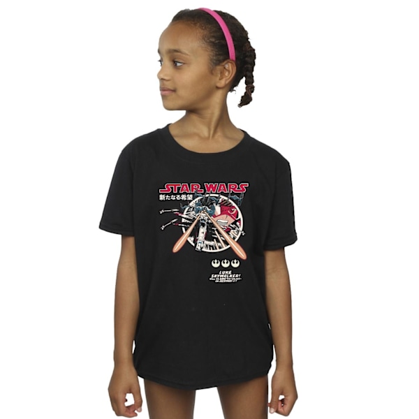 Star Wars Girls Classic Luke Manga Bomull T-shirt 9-11 år Svart Black 9-11 Years