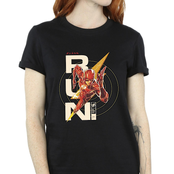 DC Comics Dam/Kvinnor The Flash Run Bomull Boyfriend T-Shirt Black 4XL