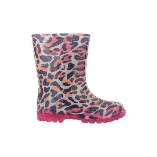 Mountain Warehouse Barnens/Barn Splashed Leopard Print Blinkande Ljus Wellington Stövlar 2 UK Rosa Pink 2 UK