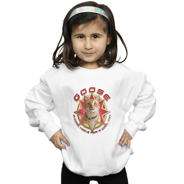 Marvel Girls Captain Marvel Goose Cool Cat Sweatshirt 12-13 År White 12-13 Years