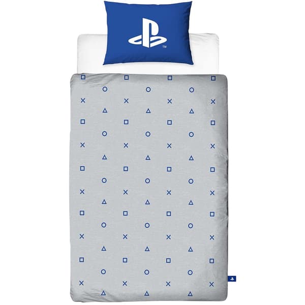 Playstation Kontrollknappar Vändbart Påslakanset Enkelt Vit White/Blue Single
