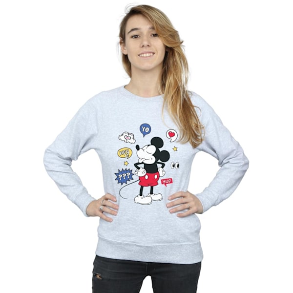 Disney Dam/Kvinnor Mickey Mouse Tunga Ut Sweatshirt L Sport Sports Grey L