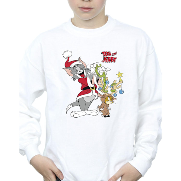 Tom & Jerry Pojkar Jul Ren Sweatshirt 9-11 År Vit White 9-11 Years