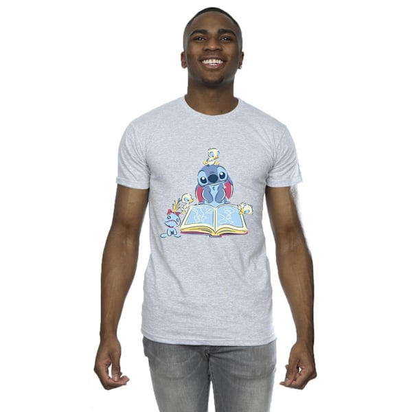 Disney Herr Lilo & Stitch Läser En Bok T-Shirt 5XL Sports Grå Sports Grey 5XL