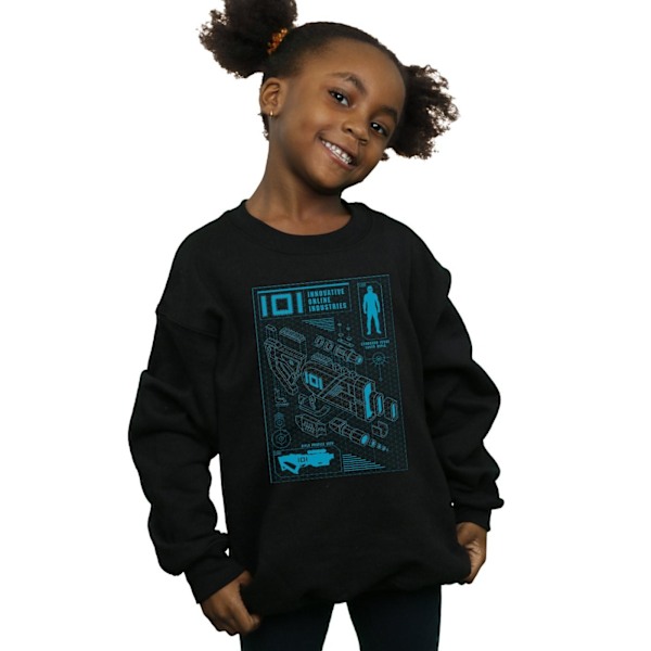 Ready Player One Girls IOI Laser Rifle Blueprint Sweatshirt 7-8 Black 7-8 Years