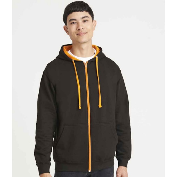 Awdis Herr Varsity Full Zip Hoodie L Jet Black/Orange Crush Jet Black/Orange Crush L