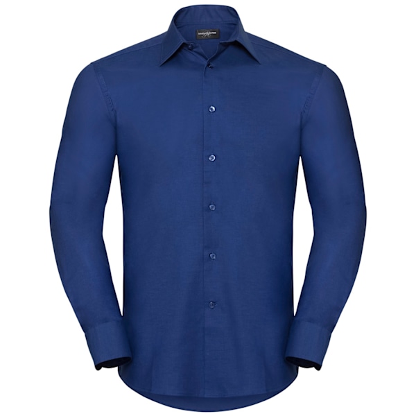 Russell Collection Herr Oxford Lättvårdad Skräddarsydd Långärmad Bright Royal Blue 14.5in