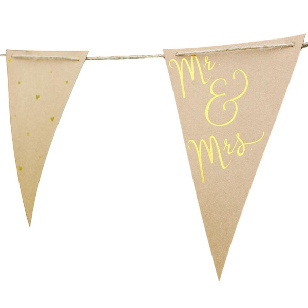 Apac Mr & Mrs Präglad Vimpel En Storlek Guld Gold One Size