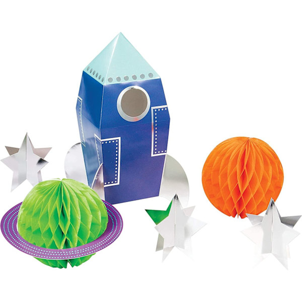 Kreativt partyfolie yttre rymdfest mittpunkt set en storlek Blue/Green/Orange One Size