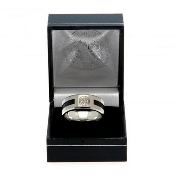 Celtic FC Svart Inlay Ring Stor Silver Silver Large