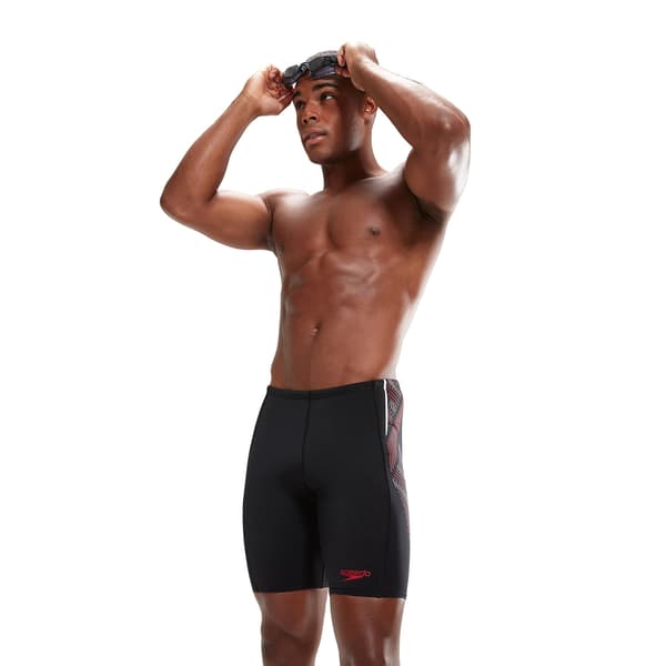 Speedo Herr Tech Panel Badshorts 26R Svart/Röd Black/Red 26R