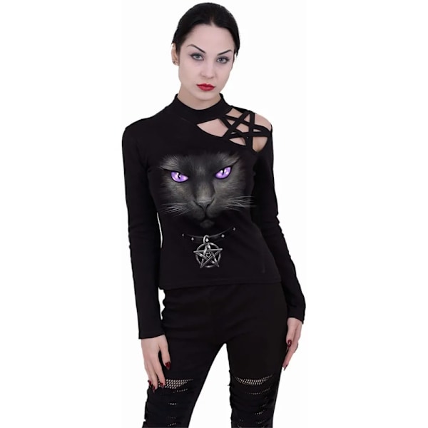 Spiral Direct Dam/Kvinna Svart Katt Pentagram Axel Långärmad Topp S Black S