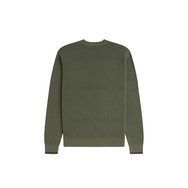Fred Perry Herrtröja med broderad logotyp i våffelstickning XL Grön Green XL