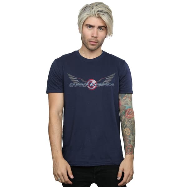 Marvel Herr Falcon And The Winter Soldier Captain America Logotyp Navy Blue L