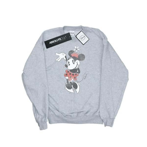 Disney Dam/Kvinnor Minnie Mouse Vinkande Sweatshirt XL Heather Heather Grey XL