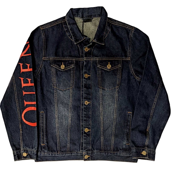 Queen Unisex Vuxen Crest Bomulls Denimjacka XXL Denim Blå Denim Blue XXL