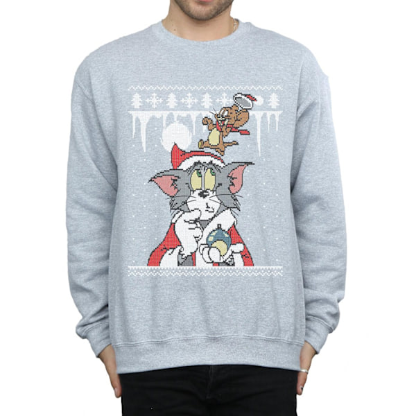 Tom And Jerry Herr Jul Fair Isle Sweatshirt L Sports Grey Sports Grey L