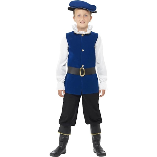 Smiffys Pojkar Tudor Kostymset 7-9 År Kungsblå/Svart/Vit Royal Blue/Black/White 7-9 Years