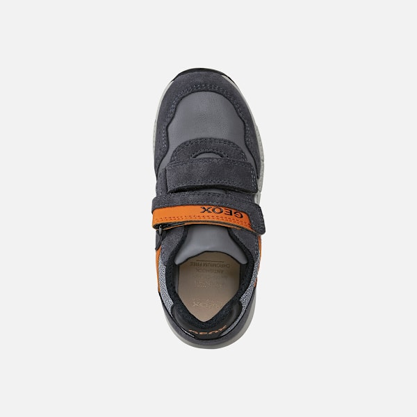 Geox Boys Alben Läder Sneakers 1.5 UK Grå/Orange Grey/Orange 1.5 UK