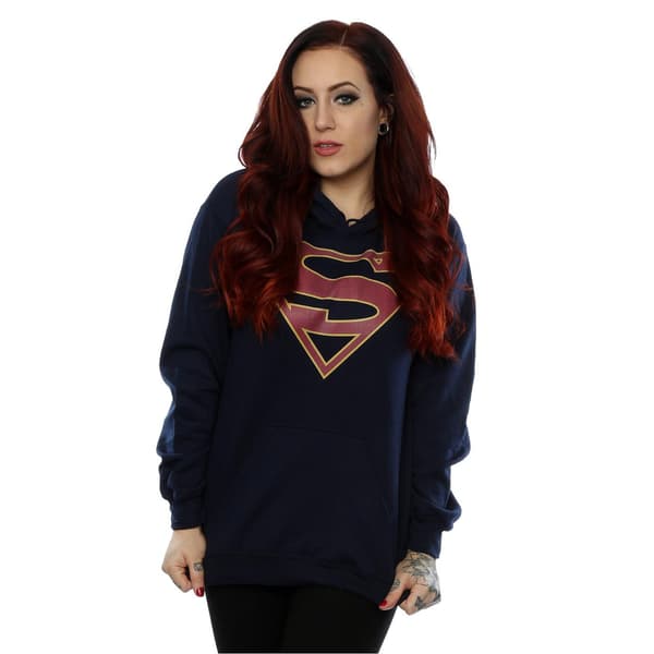 DC Comics Dam Supergirl Logotyp Huvtröja S Mörkblå Deep Navy S