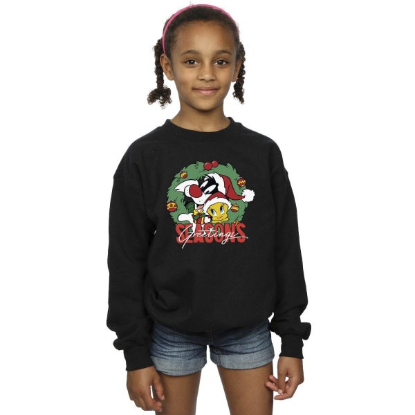 Looney Tunes Girls Seasons Greetings Sweatshirt 5-6 Years Black Black 5-6 Years