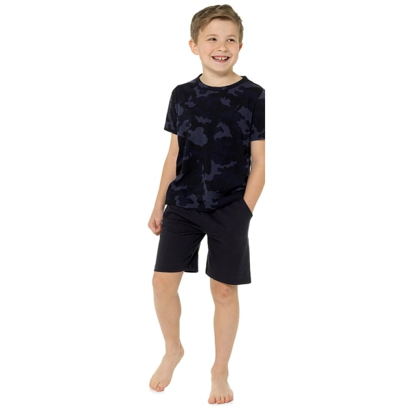 Foxbury Boys Camo Top & Shorts Cotton Pyjamas Set 9-10 år Blu Blue Camo 9-10 Years