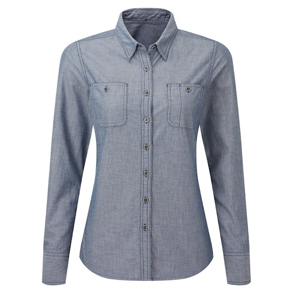 Premier Dam/Dam Chambray Organisk Långärmad Skjorta XL In Indigo Denim XL