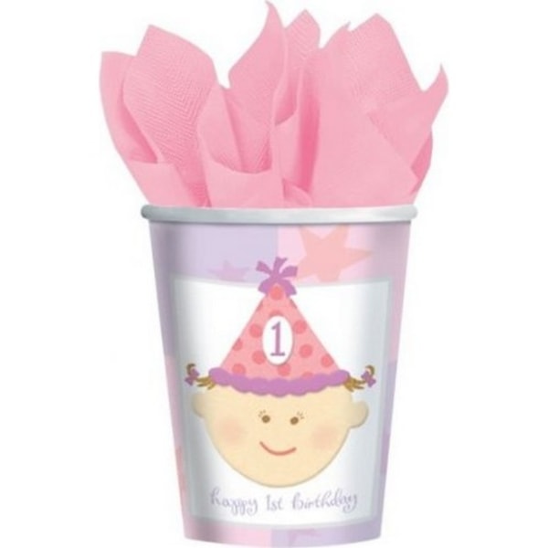 Amscan Första Födelsedagsfest Kopp (Förpackning om 8) En Storlek Rosa/Vit Pink/White One Size