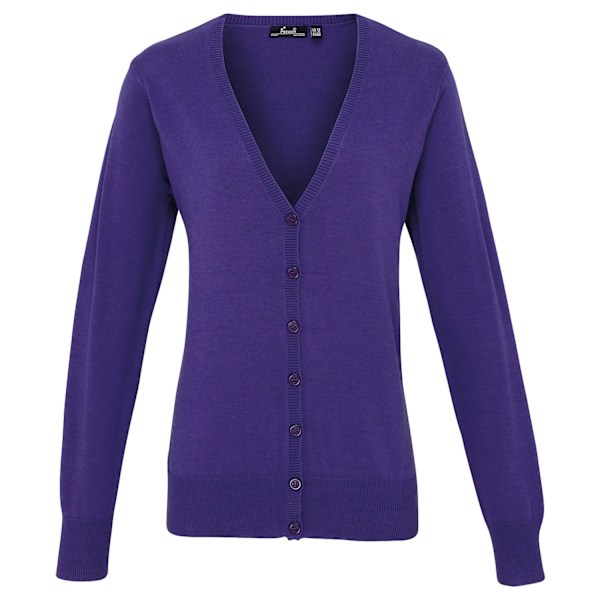 Premier Dam/Dam Cotton Acrylic V-hals Cardigan 10 UK Purp Purple 10 UK