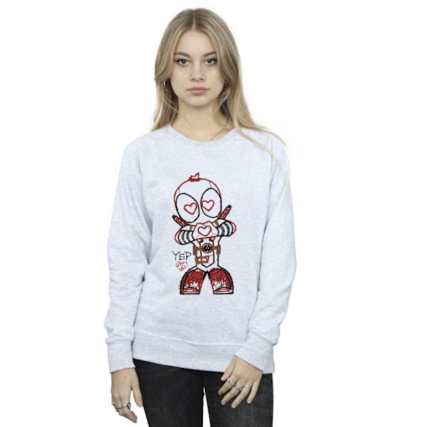 Marvel Dam/Kvinnor Deadpool Love Beam Line Sweatshirt M Sport Sports Grey M