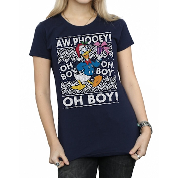 Disney Dam/Kvinnor Kalle Anka Jul Fair Isle Bomull T-Shirt XXL Marinblå Navy Blue XXL