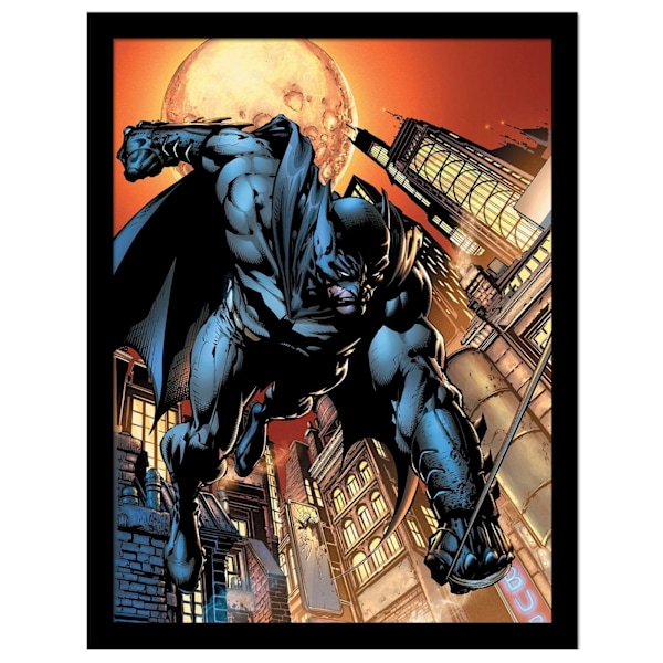 Batman Swinging Inramad Poster 45cm x 35cm Flerfärgad Multicoloured 45cm x 35cm