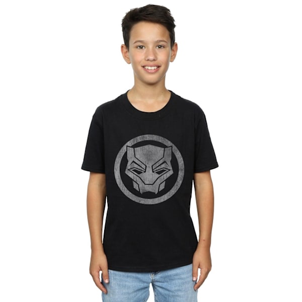 Marvel Boys Black Panther Distressed Icon T-Shirt 12-13 år B Black 12-13 Years