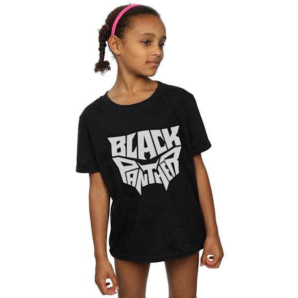 Marvel Girls Black Panther Worded Emblem Bomull T-shirt 5-6 år Black 5-6 Years