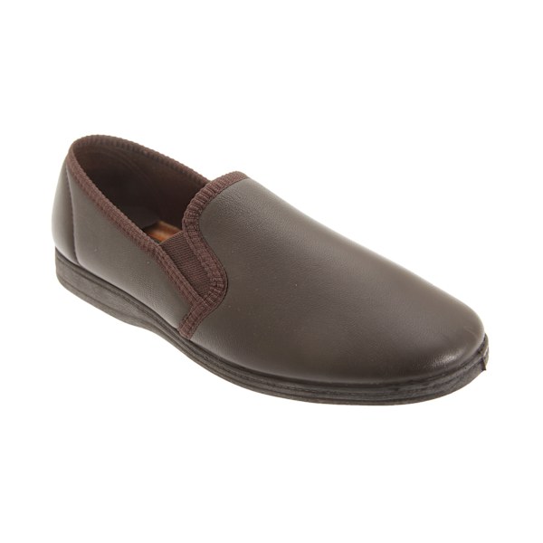 Sleepers Herr Hadley Softie Läder Tvilling Gusset Tofflor 9 UK D Dark Brown 9 UK