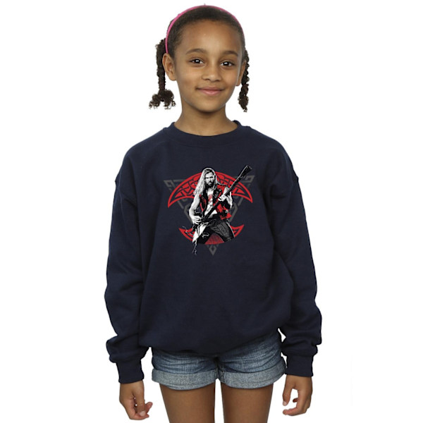 Marvel Girls Thor Love And Thunder Solo Guitar Sweatshirt 7-8 år Navy Blue 7-8 Years