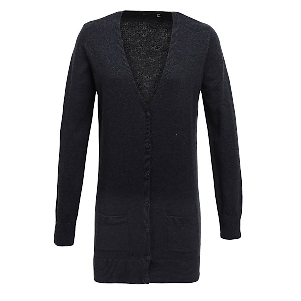 Premier Dam/Damer Långlinjerad V-halsad Stickad Cardigan 10 Charcoal Charcoal 10