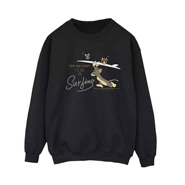 Tom And Jerry Dam/Kvinnor Det Är Dags Att Surfa Sweatshirt S Black S