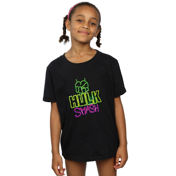 Marvel Girls Hulk Smash Bomull T-shirt 7-8 år Svart Black 7-8 Years