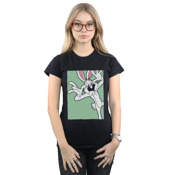 Looney Tunes Dam/Damer Bugs Bunny Rolig Ansikte Bomull T-shirt Black XL