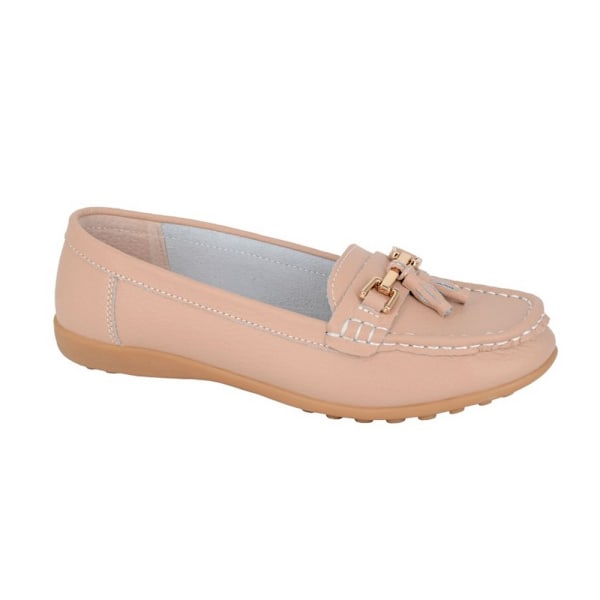 Boulevard Dam/Dam Tassel Action Läder Loafers 8 UK Beig Beige 8 UK