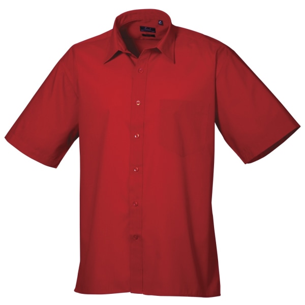 Premier Mens Short Sleeve Formal Poplin Plain Work Shirt 17 Aqu Aqua 17