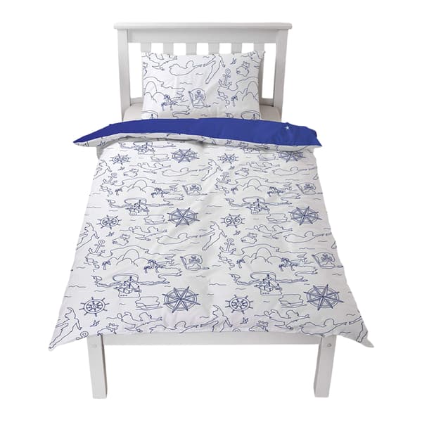 Peter Pan Vändbart Påslakanset Enkelt Blå/Svart/Vit Blue/Black/White Single