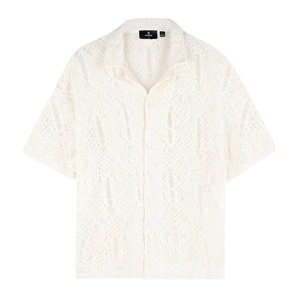 Represent Herrskjorta i bomull med virkade detaljer S Off White Off White S