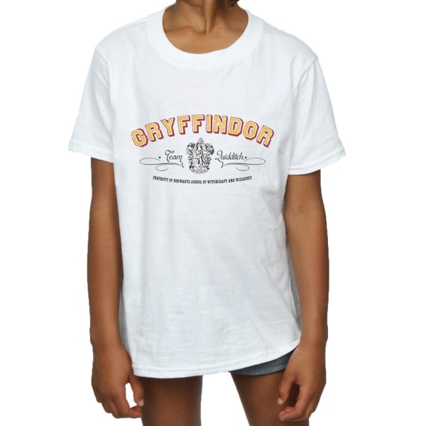 Harry Potter T-shirt i bomull för flickor, Gryffindor Quidditch-lag, 9-11 år White 9-11 Years