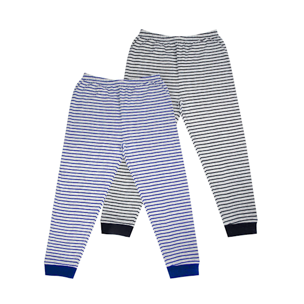 Pojkar Bomullsrandiga Pyjamasbyxor (2-pack) 5-6 år Grå/Blå Grey/Blue 5-6 Years