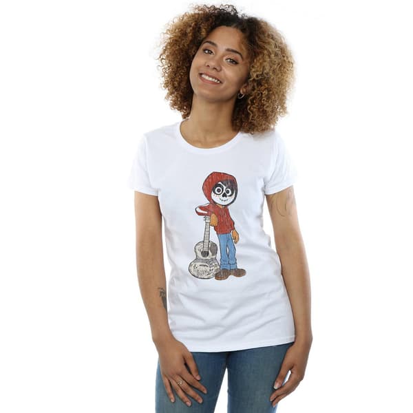Disney Dam/Dam Coco Miguel Med Gitarr Bomulls T-Shirt S Vit White S